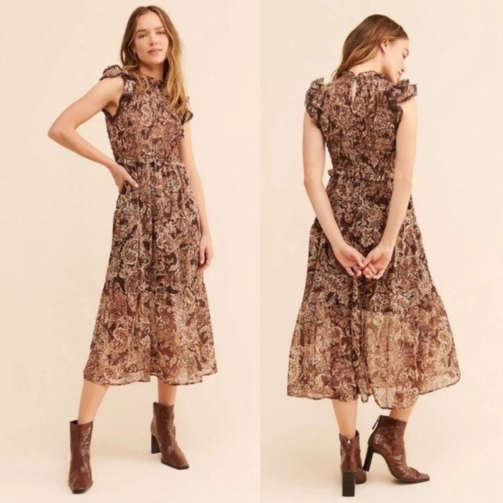 Anthropologie Moon River Paisley Midi Dress